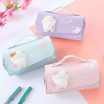3D Kawaii пенал милый мультфильм декомпрессионная ручка сумка 3 слоя ручка сумка водонепроницаемый ящик для хранения школьных принадлежностей канцелярские принадлежности