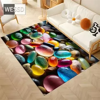 3D ковер, цветной каменный ковер, мягкий ковер в спальне, милый коврик для прихожей, впитывающий напольный коврик для туалета, большой коврик для ванной комнаты 40x60cm 1pcs