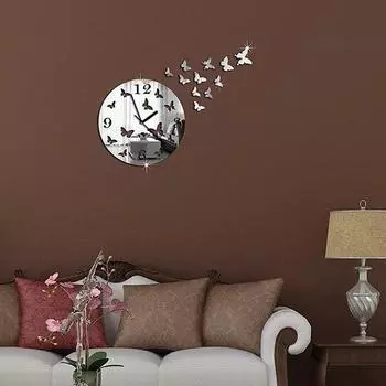 3D круглые часы с бабочками, современные настенные наклейки, домашний декор, натюрморт, постер, носорог, цифровые настенные часы «сделай сам», 43x33 см