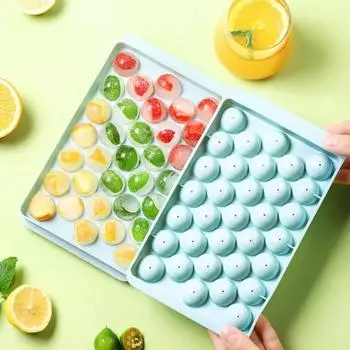 3D круглый лоток для кубиков льда с крышкой, пластиковая форма для льда в ромбовидном стиле, сферические формы для холодильника «сделай сам», машина для приготовления ледяных шаров, кухонные инструменты синий