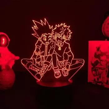 3d лампа аниме Hunter X Hunter Killua and Gon для декора спальни ночник подарок на день рождения светодиодный ночник манга HxH Killua
