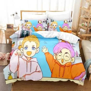 3D Lankybox Bedding Sets Duvet Cover Set With Pillowcase Twin Full Queen King Bedclothes Bed Linen EU single(135x200cm)