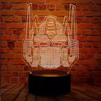 3D LED Night Light Hottoys Cool Transformers Bumblebee Knight Table Lamp with Remote Control 16 Colours Gift for Fans and Kids 7 colors no remote синий