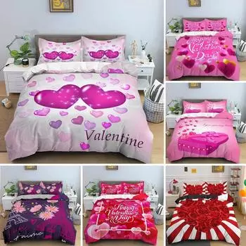 3D Love Heart King Queen Пододеяльник Подарочный комплект постельного белья для девочек, женщин, пар, мягкий полиэстеровый пододеяльник, домашний текстиль 70x133cm 2pcs