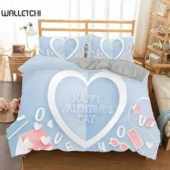 3D Love Heart Пододеяльник из микрофибры Романтическая тема любви Постельное белье King Full для детей Подростков Декор для комнаты на День святого Валентина EU single(135x200cm)