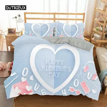 3D Love Heart Пододеяльник из микрофибры Романтическая тема любви Постельное белье King Full для детей Подростков Декор для комнаты на День святого Валентина EU single(135x200cm)