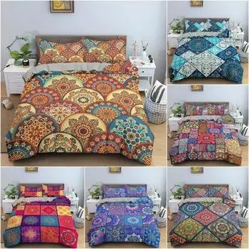 3D Mandala Duvet Cover Set Floral Pattern Bedding Set For Bedroom Luxury Cozy Quilt Cover With Pillowcase Home Decor 70x133cm 2pcs