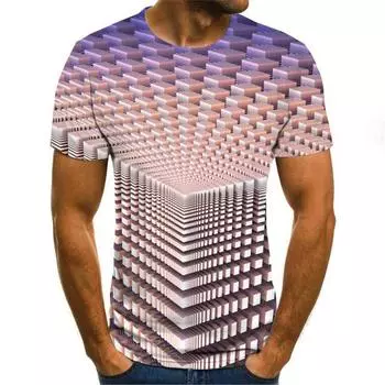 3d Men Vortex Psychedelic Printed Tshirts Hip Hop Short Sleeve Tee Tops Shirts LightPurple,L