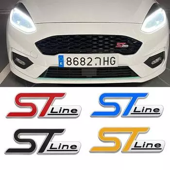 3D металлическая наклейка ST LINE на переднюю решетку радиатора, эмблема на решетку радиатора автомобиля, хромированная наклейка для FIESTA FOCUS MONDEO, автостайлинг автомобиля Silver RedSticker