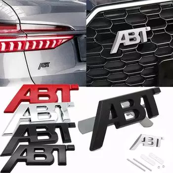 3D металлический логотип ABT, передняя решетка, боковое крыло, значок, багажник, багажник, эмблема, наклейка на автомобиль для Golf Passat Jetta Touareg Tiguan Polo A3 A4 A5 A6 Q3 Q5 Q7 TT 8.2cm x 3.2cm Badge Sicker чёрный