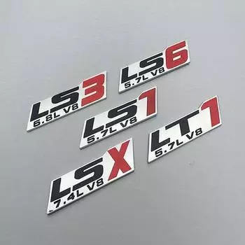 3D металлический значок LT1 LS1 LS3 LS6 LT9 LSX 5.7L 6.8L 7.4L V8, боковая эмблема, задняя часть, украшение для автомобиля, наклейки для автомобиля, Стайлинг автомобиля Ls3 6.8l v8