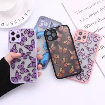 3d милый рельефный чехол для телефона с бабочкой для Iphone 12 Pro Max Mini 11 7 Xr Xs Max 8 Plus X противоударный чехол Защитный чехол Capa Shell for iphone 12 promax