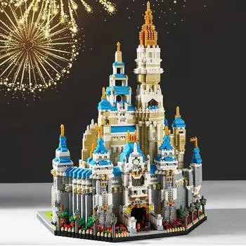 3D модель DIY мини алмазные блоки кирпичи здание мировая архитектура парк развлечений замок мечты башня игрушка для детей без коробки