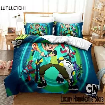 3D мультфильм Ben10 пододеяльник с наволочкой комплект постельного белья односпальная двуспальная кровать двуспальная кровать размера «king-size» комплект для домашнего текстиля 70x133cm 2pcs