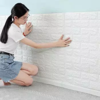 3D наклейки на стену, самоклеящаяся пена, кирпичный декор комнаты, сделай сам, 3D обои, Настенный декор, гостиная, наклейка на стену для детей, принадлежности для спальни 70CM X 1M белый