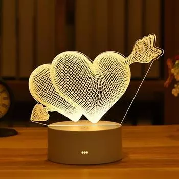 3D ночник настольный ночник для мальчиков и девочек праздничный подарок на День святого Валентина свадьба декоративная спальня прикроватная настольная лампа USB Warm White