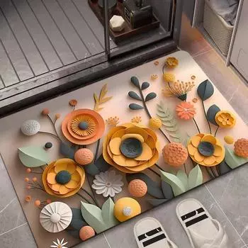 3D Oil Painting Three-dimensional Diatom Mud Absorbent Mat Bathroom Quick Dry Non-slip Mat Bathroom Carpet Bathroom Foot Mat 40 * 50Cm (diatom mud)