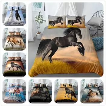 3D Oiling Running Horse пододеяльник/покрывало комплект односпальный двухместный двуспальный двуспальный двуспальный комплект постельного белья размера King Cal King Size EU single(135x200cm)