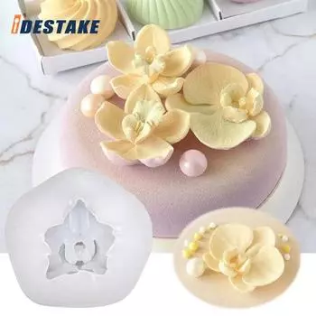 3D Orchid Cake Silicone Mold DIY Flower Fondant Jelly Mold Phalaenopsis Candle Soap Candy Chocolate Cake Decoration Baking Tool розовый
