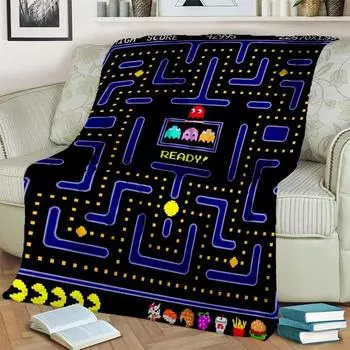 3D Pacman Ретро классическое игровое одеяло для геймера, мягкое одеяло для дома, спальни, кровати, дивана, пикника, путешествия, офиса, одеяло, детское одеяло 76x102cm(30x40in)