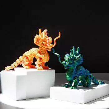 3D-печать Kirin Beast Китайский дракон Lucky Декоративное украшение 3D-печатные фигурки Игрушка Настольное украшение Кукла Ремесло Подарок фиолетовый