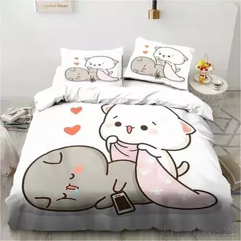 3D печать мультфильм Bubu Dudu комплект постельного белья из трех предметов аниме для взрослых и детей спальня пододеяльник наборы домашний текстиль подарки на день рождения EU Single135x200cm