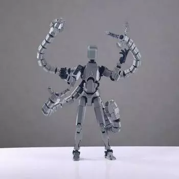 3D-печатная фигурка робота с аксессуарами, подвижные суставы, модель робота, игрушка, шарнирная фигурка, украшение для домашнего офиса, орнамент S чёрный