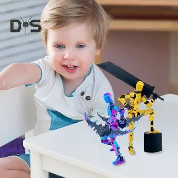 3D-печатная фигурка робота с аксессуарами, подвижные суставы, модель робота, игрушка, шарнирная фигурка, украшение для домашнего офиса, орнамент 1 Set чёрный/зелёный