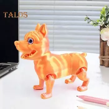3D-печатная фигурка собаки с подвижными суставами, имитация питбуля, шарнирная модель животного, игрушка для домашнего офиса, книжной полки, украшения рабочего стола, орнамент разноцветный