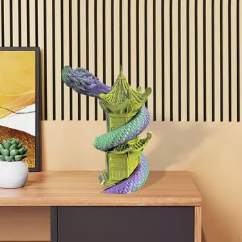 3D-печатная игрушка Swirl Loong, спиральные башни, статуэтка из смолы, подарок на день рождения, настольный декор для стола