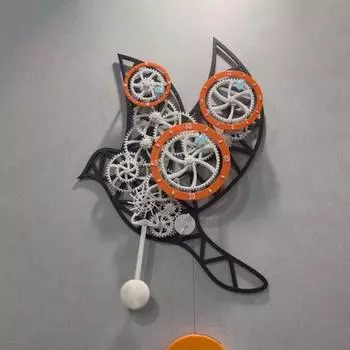3D-печатная модель Механическая передача Голубь Маятниковые часы 3D-печатная любительская игрушечная модель Настенные электронные настенные часы белый