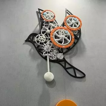 3D-печатная модель Механическая передача Голубь Маятниковые часы 3D-печатная любительская игрушечная модель Настенные электронные настенные часы белый