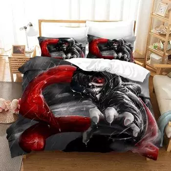 3D-печатные мультфильмы Tokyo Ghoul Kaneki Ken Комплект постельного белья Пододеяльник Двухместный Твин Полный Queen King Взрослый Дети Постельное белье Пододеяльник 70x133cm 2pcs