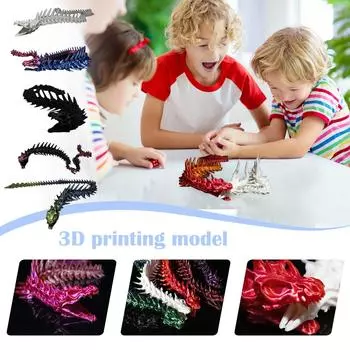 3D-печатные подвижные кости змеи, игрушки-кости животных, украшения для дома, комнаты, автомобиля, настольные украшения, суставы могут двигаться, крутые игрушки-кости змеи, напечатанные на 3D-принтере One Size чёрный