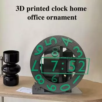 3D-печатные триаксиальные часы с вращающимся цифровым дисплеем для домашнего офиса, гостиной белый