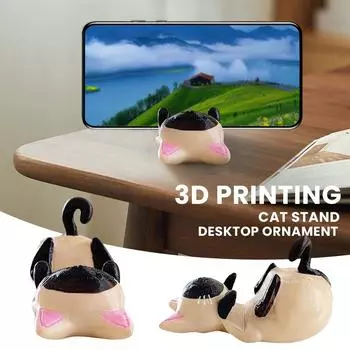 3D-печатный держатель для телефона с изображением мультяшного животного, милый питомец, украшение для рабочего стола One Size белый
