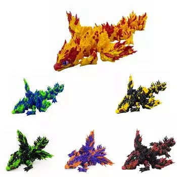 3D-печатный дракон 3D-печатный шарнирный кристаллический дракон игрушка для взрослых и детей игрушки таинственный дракон One Size синий