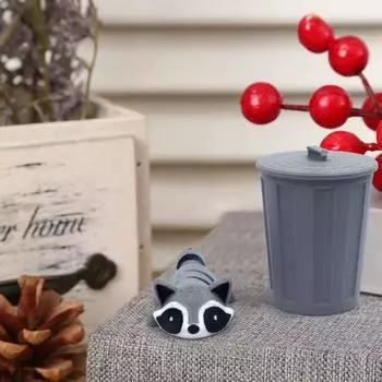 3D-печатный енот, гибкая шарнирная игрушка-енот, мини-енот в мусорном баке для коллекционеров животных, подарок детям A