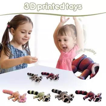 3D-печатный енот, шарнирная модель, гибкая фигурка животного, дешевые 3D-печатные предметы, снятие стресса, облегчение, игрушки для людей с СДВГ, сюрприз-подарок One Size