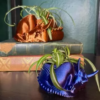 3D-печатный горшок для цветов в виде дракона, спящий горшок для цветов в виде дракона, украшение стола, горшок для растений в виде дракона чёрный