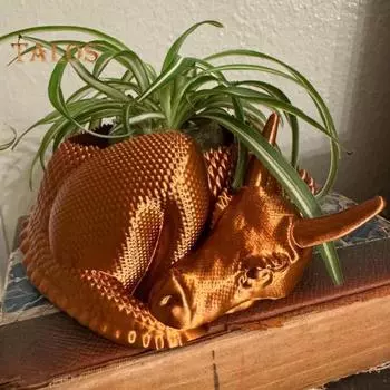 3D-печатный горшок для дракона, спящая статуя дракона, цветочный горшок для небольших растений, декоративные горшки для садоводов зелёный