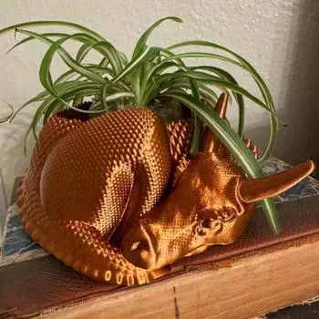 3D-печатный горшок для дракона, спящая статуя дракона, цветочный горшок для небольших растений на открытом воздухе золотистый