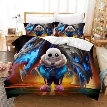 3D-печатный комплект постельного белья с изображением игры Undertale Frisk Sans Papyrus для мальчиков и девочек, двуспальный пододеяльник, наволочка для кровати для детей и взрослых 70x133cm 2pcs