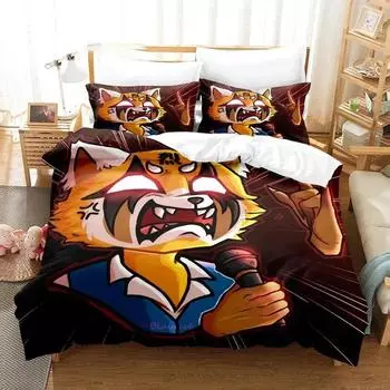 3D-печатный комплект постельного белья Aggretsuko Retsuko для мальчиков и девочек, двуспальный пододеяльник, наволочка, детская кровать, взрослый домашний текстиль EU Single 135x200cm