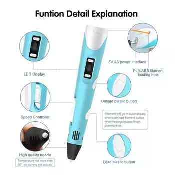 3D Pen 3D Printing Pen DIY Drawing Pen 25M PLA Filament Kids Birthday Kids Christmas Gift For EU Power Adapter 3D LED Screen Pen