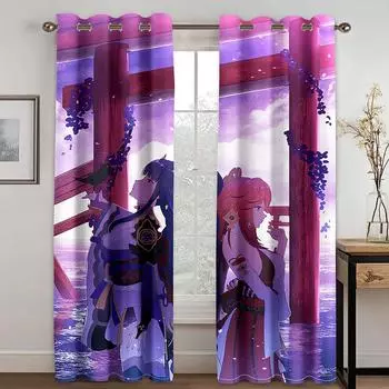 3D персонажи мультфильмов, сексуальная красота, занавеска, 2 панели, гостиная, спальня, кабинет, детская комната, декоративные шторы 100W130H(CM)40x51in&Hook
