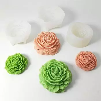 3D пион свеча силиконовая форма DIY рельефный цветок мыло смола гипсовая форма домашний декор шоколадный торт лед выпечка инструмент подарки L белый