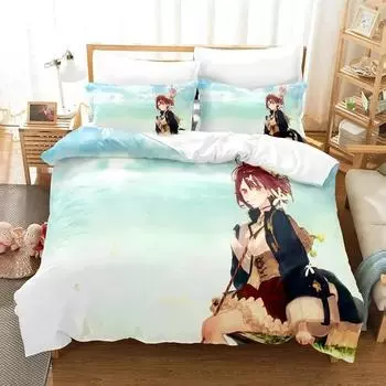 3D-принт аниме Atelier Sophie Комплект постельного белья Пододеяльник Постельный комплект Одеяло Чехол Наволочка Одеяло размера king-size Домашний текстиль 70x133cm 2pcs