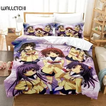 3D Print Anime CLANNAD Bedding Set Duvet Cover Bed Set Quilt Cover Pillowcase Comforter king Queen Size Boys Adult Bedding Set 70x133cm 2pcs