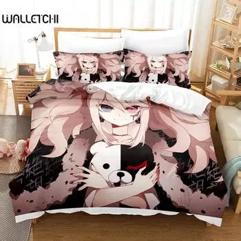 3D-принт аниме Danganronpa комплект постельного белья двуспальный двуспальный пододеяльник одеяло наволочка для мальчиков девочек взрослых спальня EU Single 135x200cm